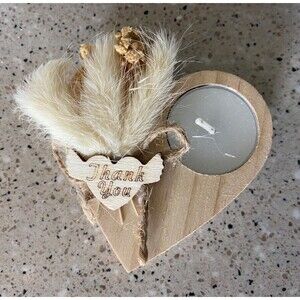50 Thank You Votives Wooden Heart Rustic Wedding Party Shower Favors Gifts Decor